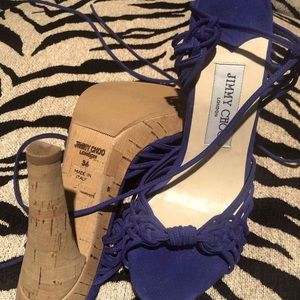 Jimmy Choo suede lace up heels.